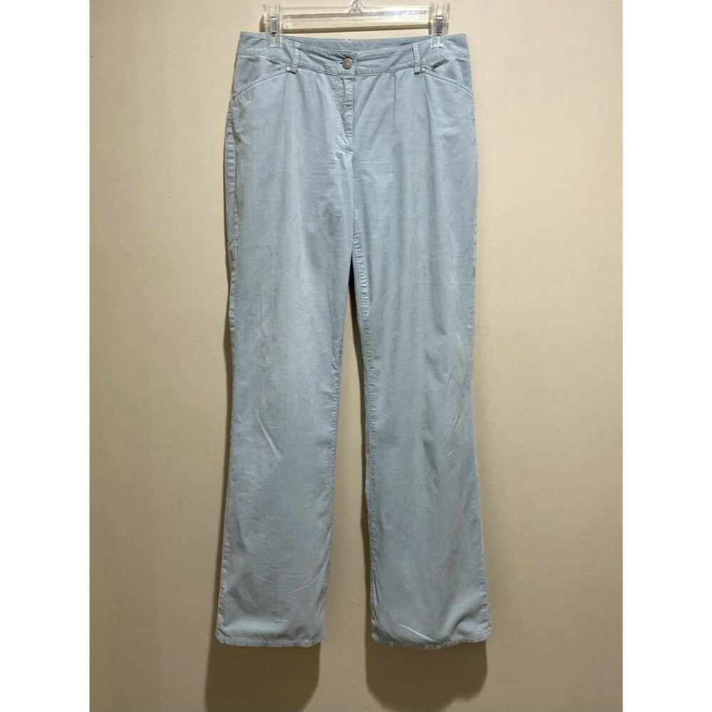 Tahari Womens 8 Velvet Cords Light Blue Wale Textured Pants Casual Slacks Luxury